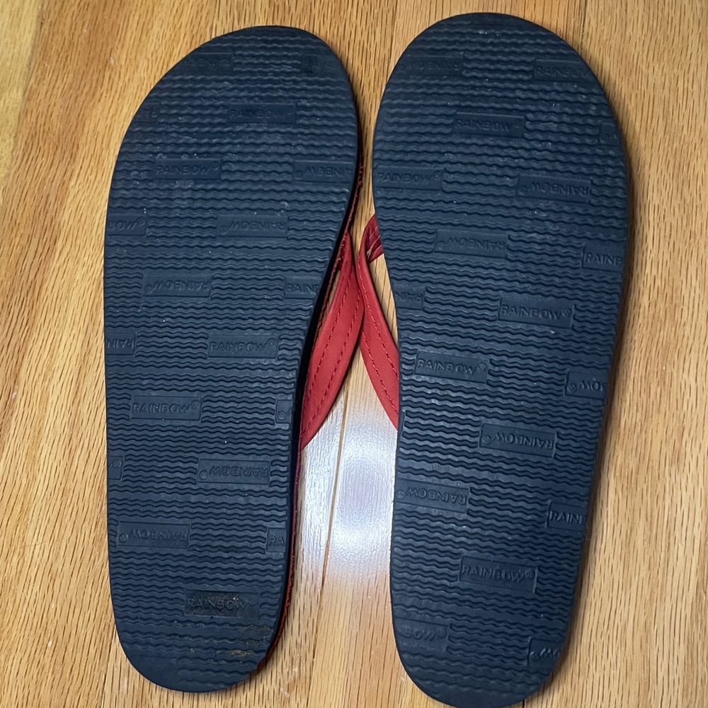 Vintage Rainbow Womens Single Layer Sandals in Red Leather Size M - Picture 4 of 10